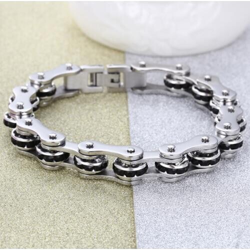 Top Design Charming Mens Womens Unisexs Jewelry Stainless Steel Silver Color Motorcycle Link Chain Bracelet Bangle 8.26"Hotsale