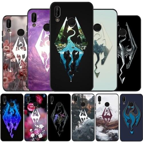 Skyrim Logo Black Silicone Soft Phone Case For Huawei 40 30 20 10 9 Lite Pro P smart 2019 Y6 Y6 Prime2019 Y9 2018
