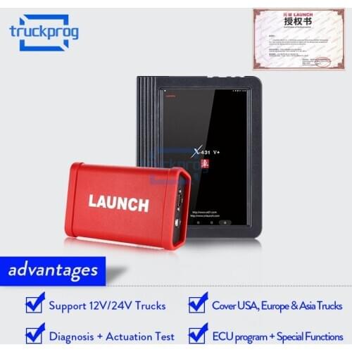 Launch X431 V+ Wifi/Bluetooth HD Heavy Duty Truck Diagnostic Module with Launch 10inch V+ Pad