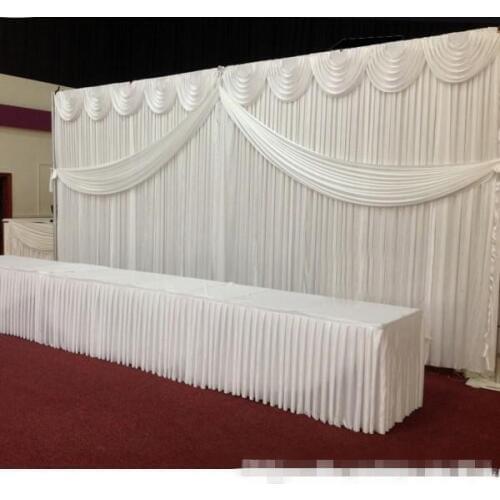 Express free shipping wedding stage white backdrops decoration romantic wedding curtain with swags,Photography Background