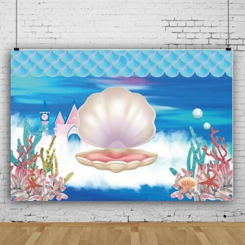 Blue Sea Pearl Birthday Backdrop Photography Background Photo Booth Studio Decor