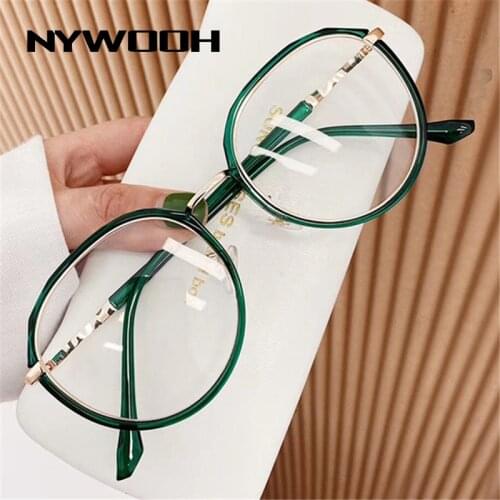 NYWOOH Round Computer Glasses Women Anti Blue Light Eyeglasses Frames Womens Clear Optical Fake Eyeglass Myopia Frame