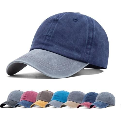 Hot Unisex Cap Two-color Stitching Washed Cotton Baseball Cap Men & Women Casual Adjustable Outdoor Trucker Hats Dropshipping