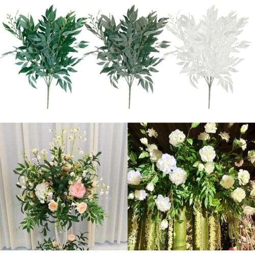 1Pc Artificial Willow Foliage Leaf Wedding Bonsai Stage Party Home Office Desktop Garden Balcony DIY Decor Photography Props
