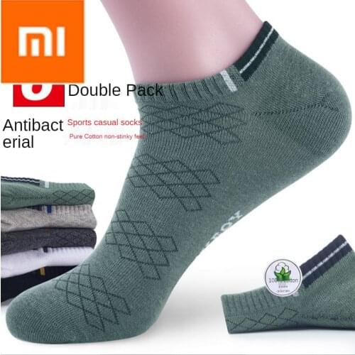 Xiaomi Mens Cotton Short Socks 6Pairs/Set Thin sport Men Boat Sock Soft Breathable Solid Color Summer Male Mesh Ankle Socks