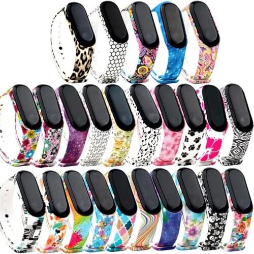 Wristband for Miband 3 4 Silicone Wristand TPU Printing Flower Camouflage Sports Wristband Universal Spot Wholesale