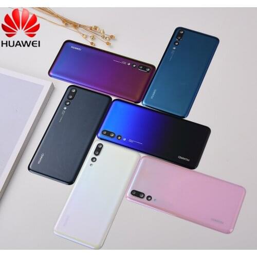 Original HUAWEI P20 Pro P 20 Battery Cover Rear Glass Door Housing For Huawei P20Pro Battery Cover With Camera Lens Frame + Logo