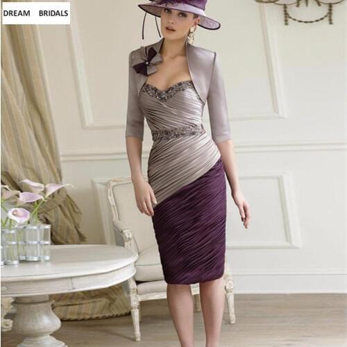 Two Colors Beading Sequined Mother of the Bride Dresses With Jacket For Weddings Vestido De Madrinha Mother Dinner Dress