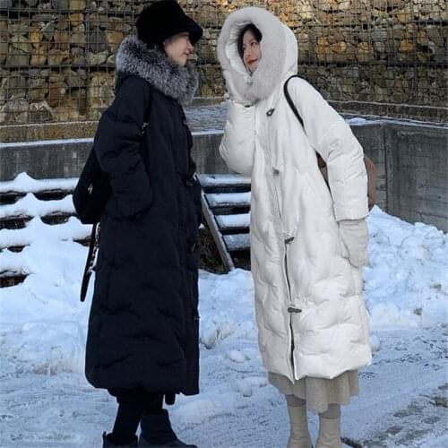 2020 New down Jacket Snow Fox Fur Collar down Jacket down Jacket Women niu jiao kou Long below the Knee