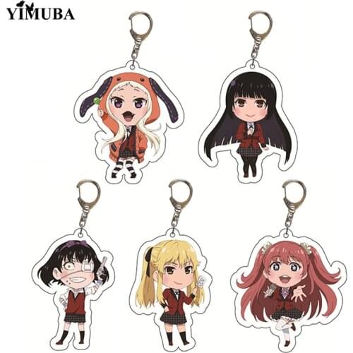 Q Version Anime Kakegurui Acrylic Keychain Jabami Yumeko Meari Saotome Yumemite Yumemi Cute Figures Keyring Bag Charm Fans Gift