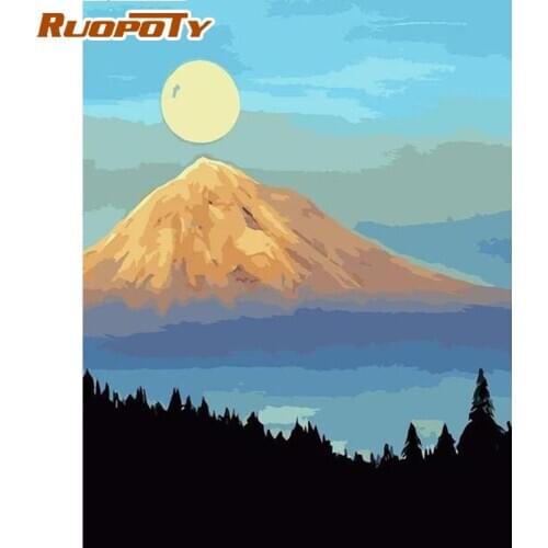 RUOPOTY Frame Picture Diy Painting By Numbers Forest Sunset Landscape Modern Home Diy Gift Handpainted On Canvas For Home Decors