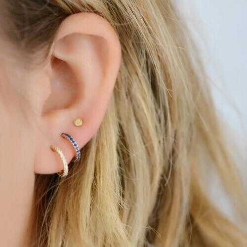 2021 Tiny Gold Color Half Circle Earrings With Cz Paved Women Girl Beautiful Earring Valentines Day Earing Gift For Girlfriends