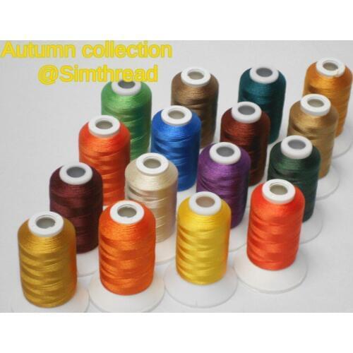 Simthread 16 assorted Colors Spring Summer Autumn Winter season set Brother Colors Polyester Machine Embroidery Thread 1100Y ea
