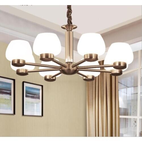 Modern Minimalist Atmosphere Dining Room Living Room LED Chandelier Bedroom Creative Personality Wrought Iron Glass Lamps