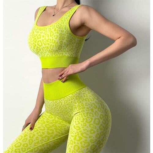 Leopard Print Sport Sets Women Fitness Clothing Seamless Sports Outfit For Women High Waist Legging Set Gym Suit Workout Clothes