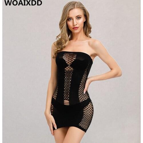 Women Sexy Lingerie Erotic Hollow Out Fishnet Mesh Dress Sexual Babydoll Adult Female Underwear Porn Intimates Chemise Pajamas