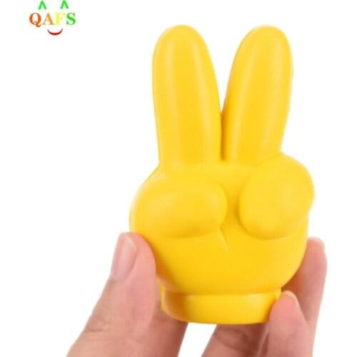 1pc Cute Victory Finger Car Antenna Topper Eva Decorative Car Topper Balls Yellow