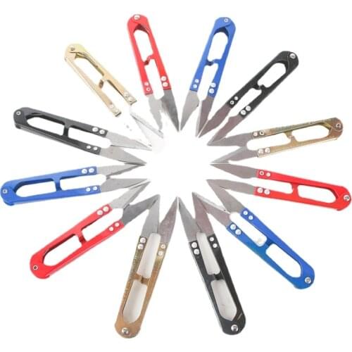 1pcs/wholesale High quality Stainless Steel Shear Fish line scissors 16g/10.5cm V-shaped fishing line scissors sewing wholesa