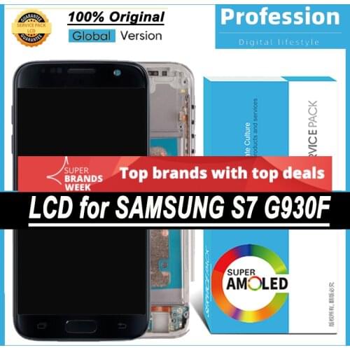 100% Original 5.1'' AMOLED Display for Samsung Galaxy S7 G930 G930F SM-G930F LCD Touch Screen Repair Parts + Service Pack