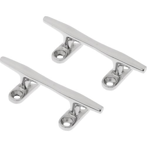 2pcs 316 Stainless Steel Boat Open Base Cleat Marine Hardware for Rope Tie on Boat Yacht and Kayak -4 inch 10cm (Silver)