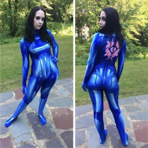 2018 halloween Women Samus Zero Aran Cosplay Costume 3D Print Spandex Lycra Zentai Bodysuit Suit Jumpsuits
