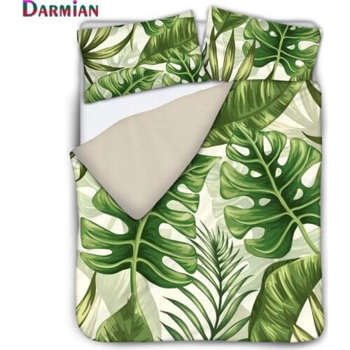 DARMIAN Fashion Nordic Rainforest Green Leaf Design Print Duvet Cover Set Pillowcase 3Pcs Home Decoration Bedding Set Multi Size