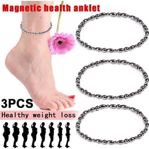 3 Pcs Magnetic Slimming Anklet Black Weight Loss Healthy Therapy Anklet Health99