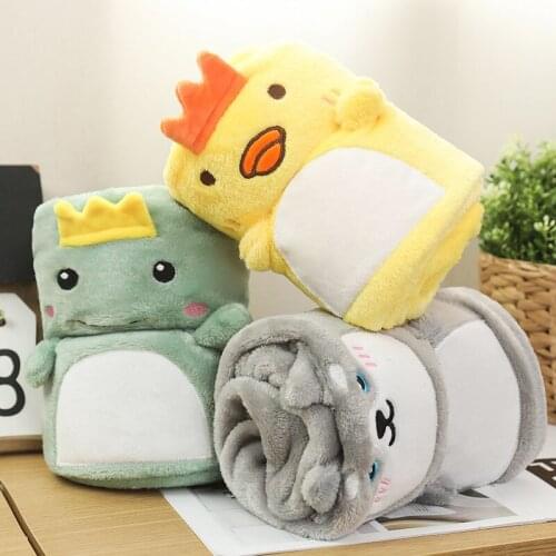80*100Cartoon Coral Pile Blanket Flannel Roll Blanket Childrens Double Side Pile Blanket Nap Blanket Gift Thermal Swadding Wrap