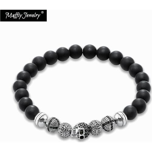 Skull Cross Bead Bracelet,Europe Style Rebel Fashion Good Jewelry For Men & Women,2017 Beads 925 Sterling Silver Gift Heart