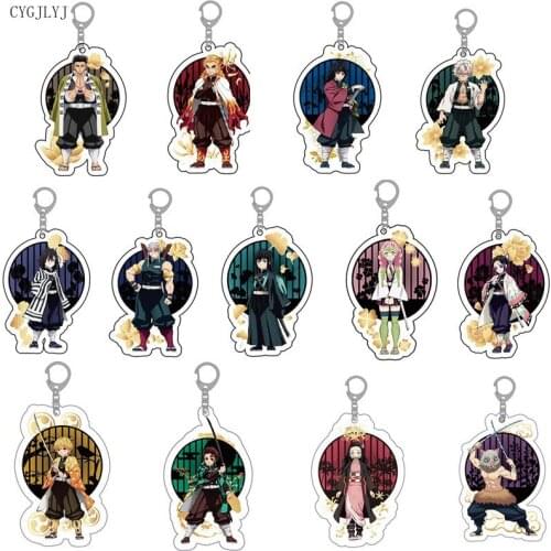 13pcs Anime Demon Slayer Kimetsu no Yaiba Keychain Acrylic Tanjirou Nezuko Agatsuma Zenitsu Rengoku Kyoujurou Key Chain Jewelry