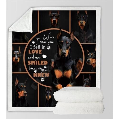 Doberman 3d printed fleece blanket Beds Hiking Picnic Thick Fashionable Bedspread Sherpa Throw Blanket 02
