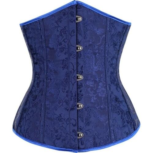 Sexy Gothic Body Shaper Underbust Corset Embroidery Vintage Gold Jacquard Waist Cincher Corsets Bustier