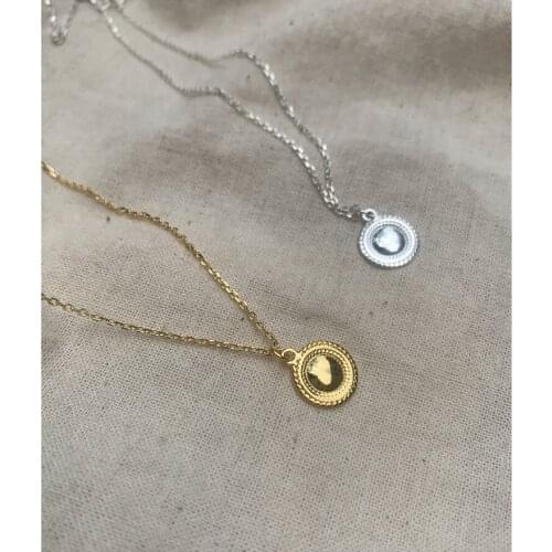 1pc 100% Authentic 925 Sterling silver Twisted Pattern round coin pendant geometric necklace gold fashion C-B389