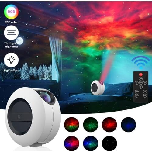USB Laser Galaxy Starry Sky Projector Rotating Water Waving Night Light Led Colorful Atmospher Lamp for Bedroom Beside Lighting