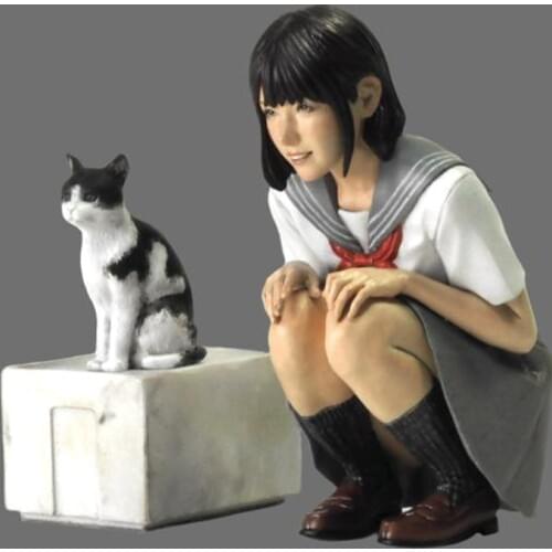 1/20 Girl in the springtime of life, Japan GK, Resin Model figure GK, Containing cats, Unassembled and unpainted kit