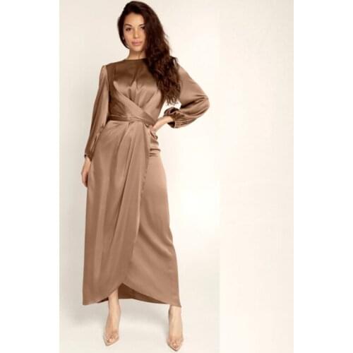 Muslim Dress Women Satin Bandage Abaya Dubai Turkey Hijab Muslim Long Dress Islam Clothing African Dresses for Women Vestidos
