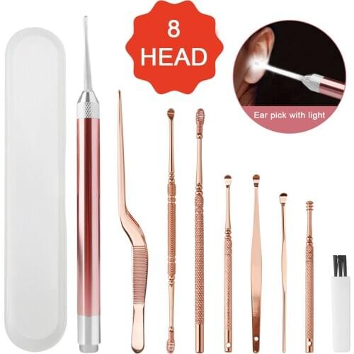 LED Light Ear Wax Removal Remover Kit Cleaning Tool Earwax Pick Cleaner Curette Gift for Mom and Dad Care for Kid
