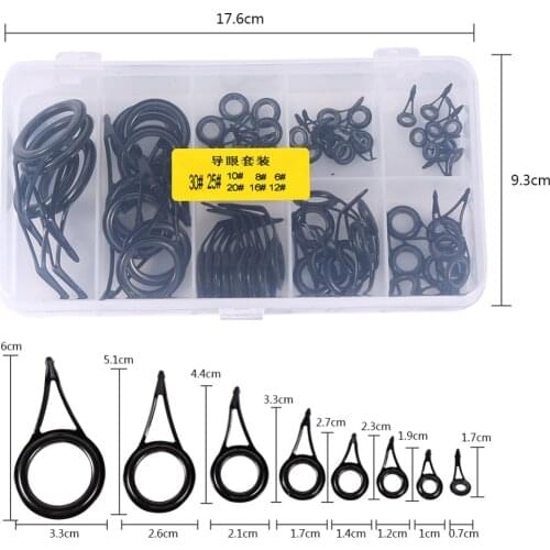 75pcs Mixed Stainless Steel Fishing Line Guide Ceramic Fishing Rod Wire Ring Tip Set Kit Strong DIY Eye Rings For Lure Rod