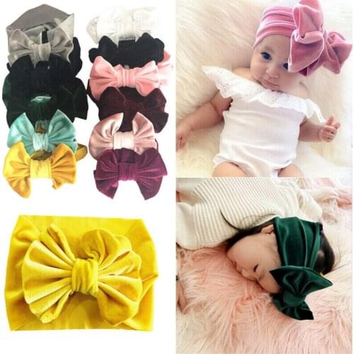 New Velvet Bow Baby Girl Headband Newborn Toddler Hairband 6cm Soft Elastic