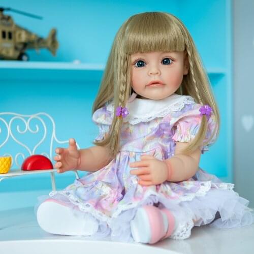 NPK 55CM Sue-SueToddler Girl Princess FUll body Silicone Reborn Hand-detailed Paiting waterproof Toy for Girls