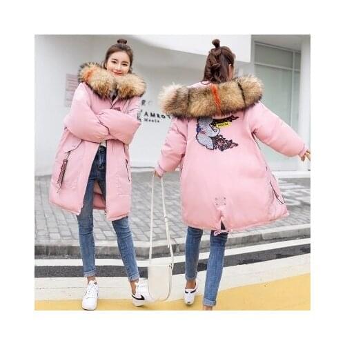 MLCRIYG New Parkas Female Women Winter Coat Thickening Down Cotton Padded Jacket Long Hooded Large Fur Overcoat
