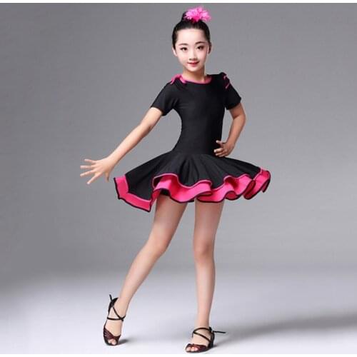 2021 Dancing Ballroom Dance Dress Spandex Girls Latin Dresses for Rumba Samba Children Samba Cha Cha Tango Skirt Standard Salsa
