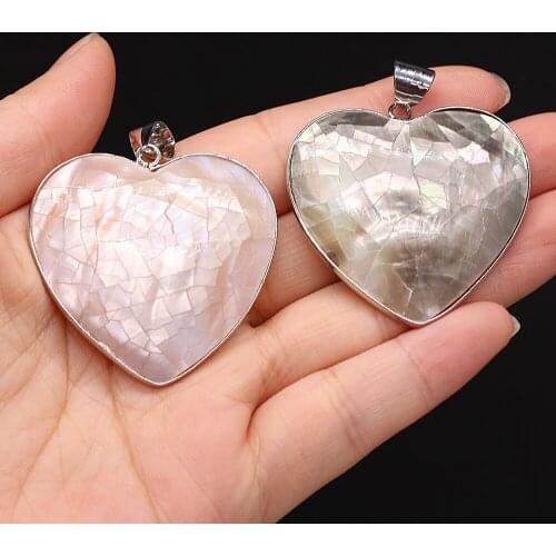 Natural Shell Pendants Reiki Heal Heart Shape Mother-of-pearl Charms for Jewelry Making Tribal Necklace Earrings Gifts