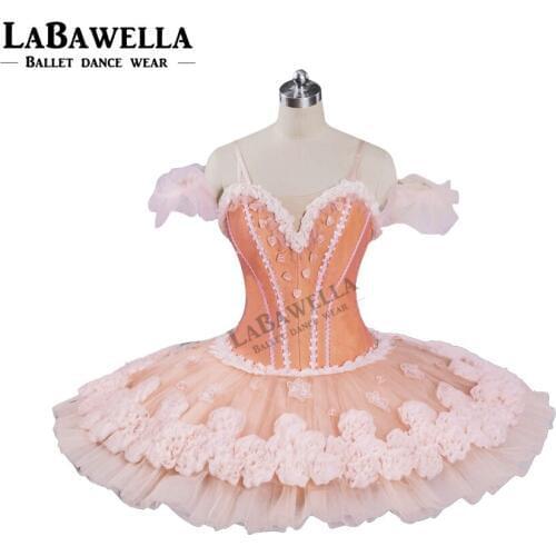 Professional Ballet Tutu Clsssic Pink Peach Ballet Tutu Romance Ballerina Pancake Platter Tutu Women BT9074