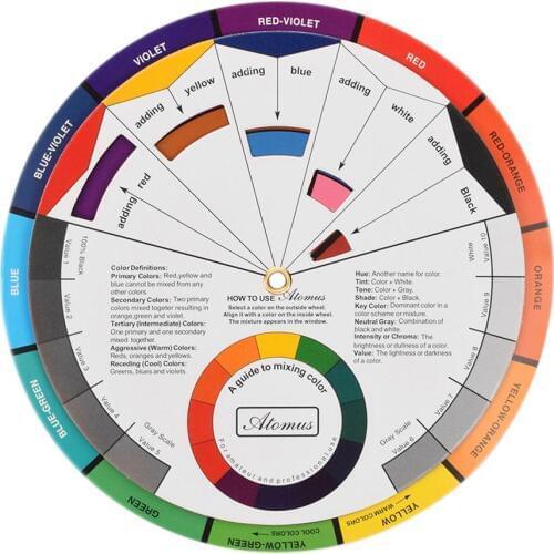 Professional Tattoo Nail Pigment 12 Color Wheel Paper Card Three-tier M-ix Guide Suitable for drawing color paint tattoo nailart