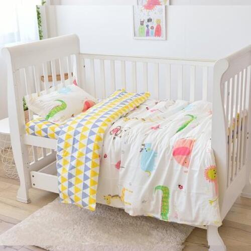 With filling! Cotton Baby bedding Baby Linen Baby Crib Set For Both Girl and Boy Unpick And Wash,Duvet/Sheet/Pillow