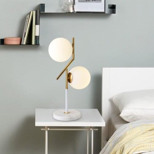 Modern Nordic lamp glass marble base the study bedroom lamp contracted decorate desk lamp