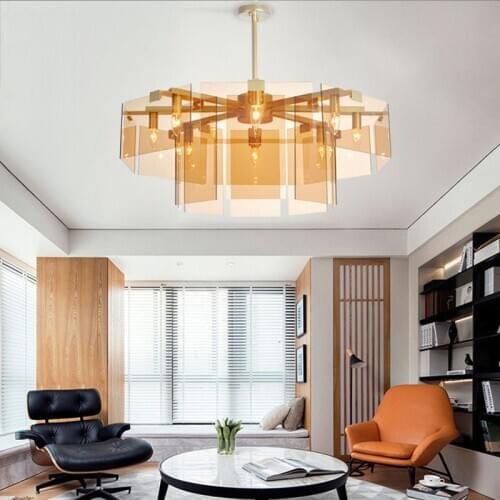 Modern Creative Metal Glass Chandelier Home Decor Living Room Pendant Lamp Lighting Fixture LED Suspension Lamps PA0664