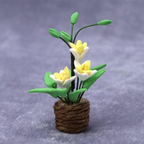Modern 1/12 Scale Resin Dollhouse Potted plants Plants Miniature Life Scene Model for Girls Ornament Gifts