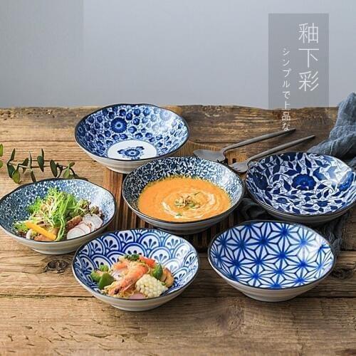 1 set 6 pcs Ceramic Dish Plates 16.5CM Japanese style Tableware Utensil Underglaze High Quality Made in Japan